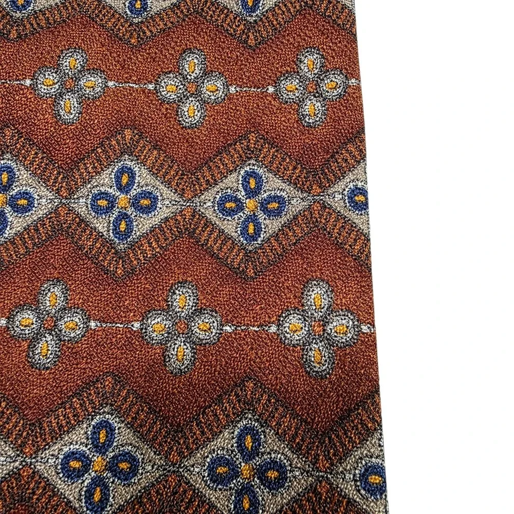 Omaggio by Roberto Talbott Silk Necktie Burgundy Blue‎ Hand-Stitched Italy
